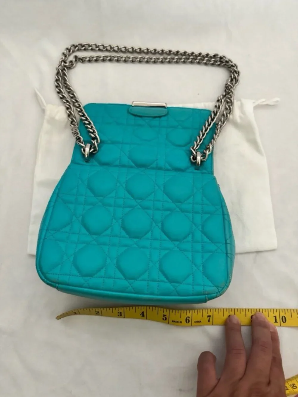 Authentic Dior Miss Dior Cannage Turquoise Blue Leather Shoulder Crossbody Bag